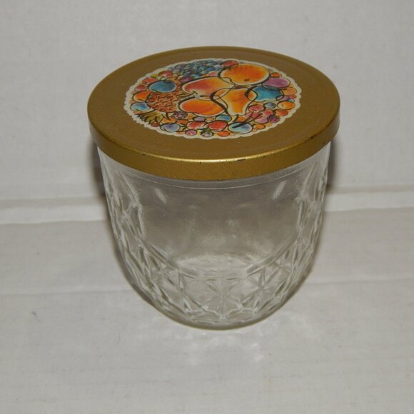 3 Quilted Ball Jars w Floral Pattern Metal Lids - Vintage 1960's - Picture 4 of 11